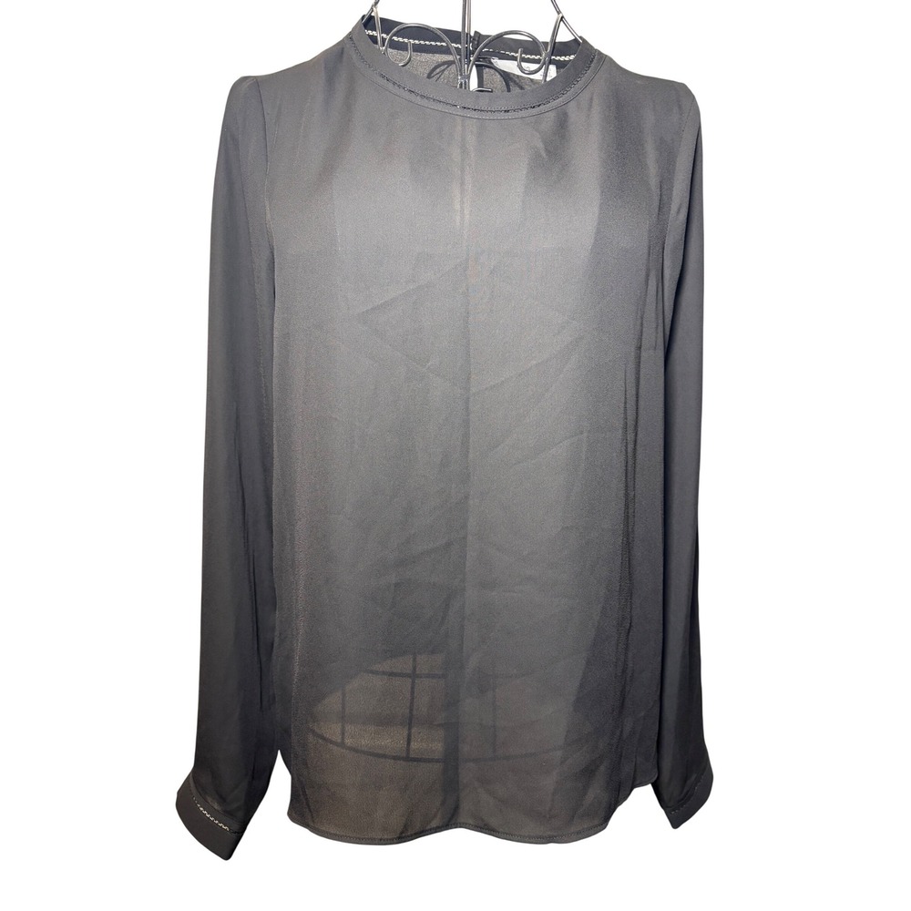 Mango MNG Suit NWT Womens Black Long Sleeve Keyhole Back Blouse Top Size XS